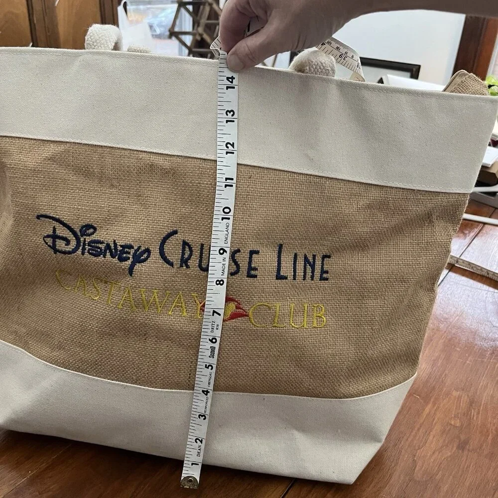 Disney Cruise Line Castaway Club Burlap Canvas Large Zip Beach Bag Tote